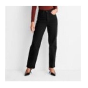 Black Straight Ankle Jeans Highest Rise